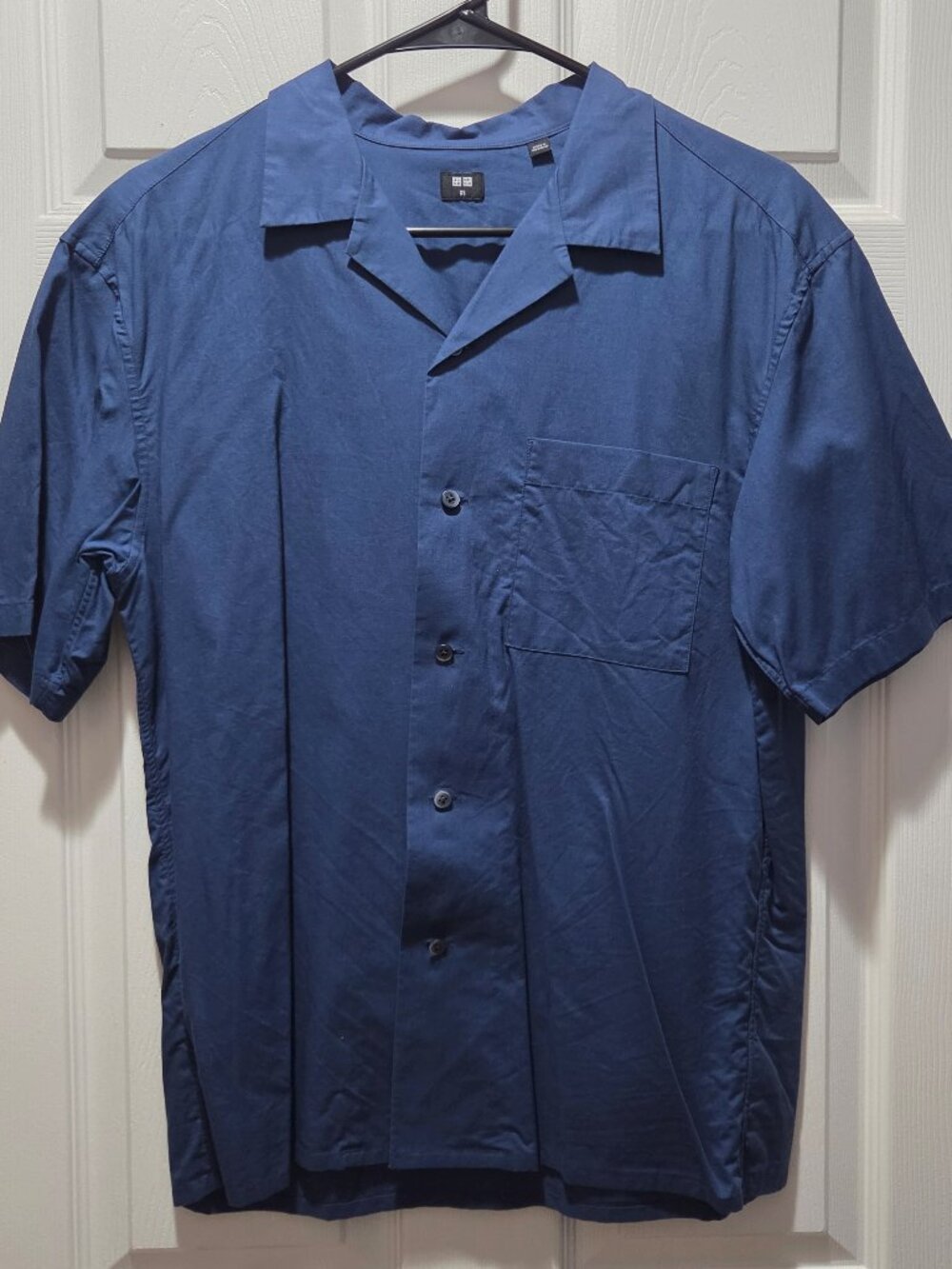 Uniqlo Modal Cotton Camp Open Collar Short-Sleeve Shirt Blue Men's XS